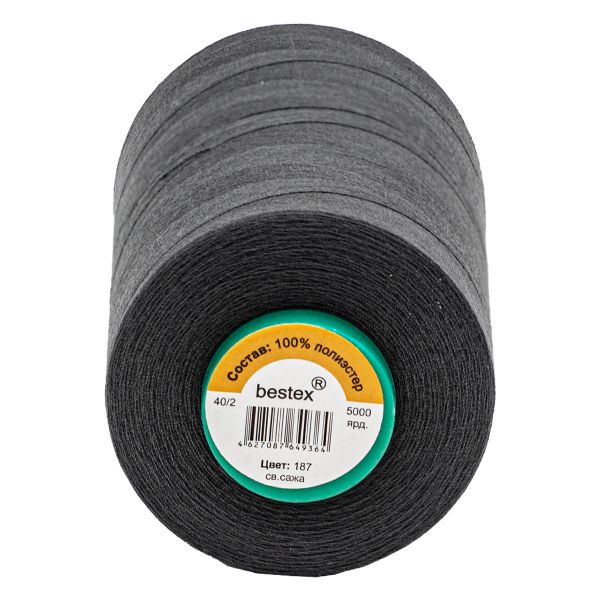 Нитки универсальные Bestex 40/2, 4570 м (5000 ярд) / 1 кат., 187 графитовый