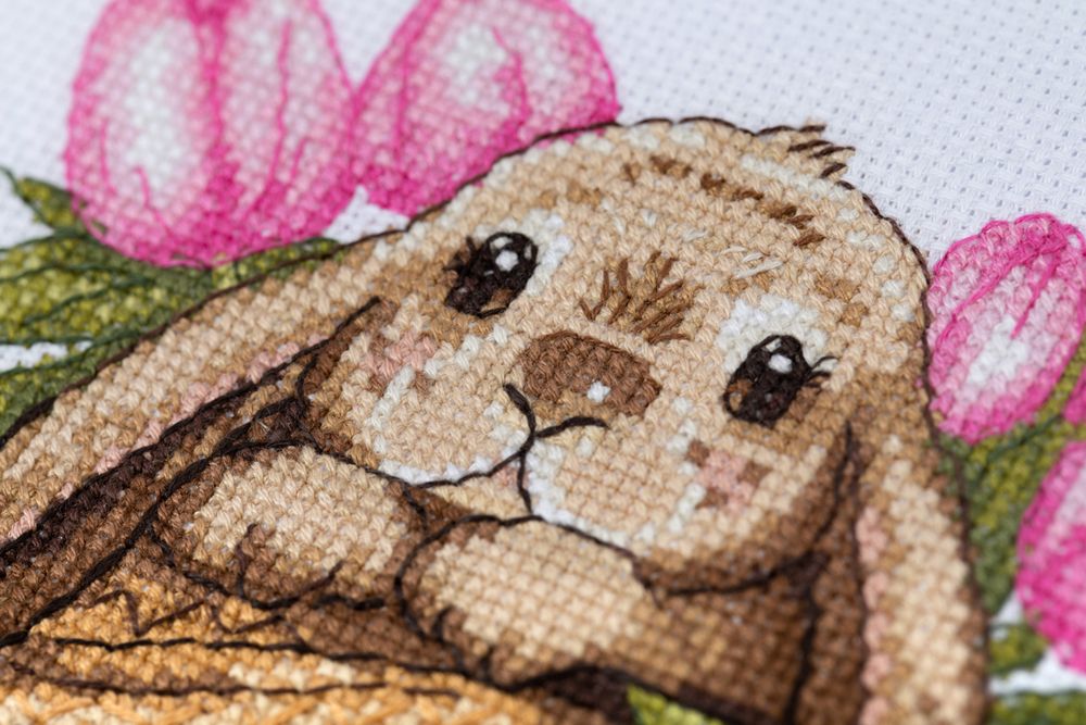 Набор для вышивания нитками Klart, Зайка в шляпе, 15.5x17 см