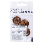 Пуговицы 4 прокола 25 мм, 4 шт, дерево, №300 коричневый, Gamma WB-082