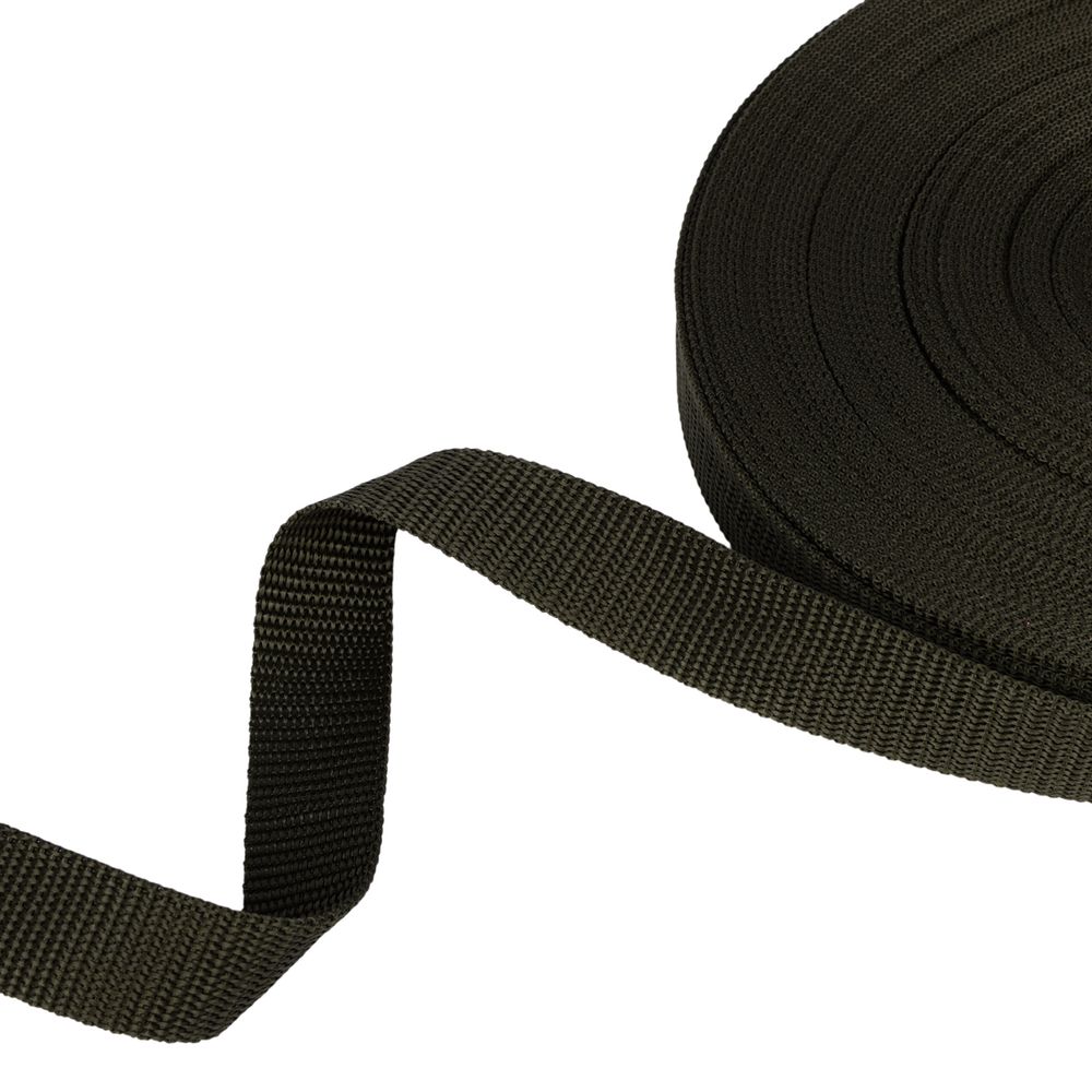 Стропа (ременная лента) 25 мм / 25 метров, толщ. 1.29 мм, [16.6 г/пог.м], 100% п/п, хаки, Gamma С3870Г17