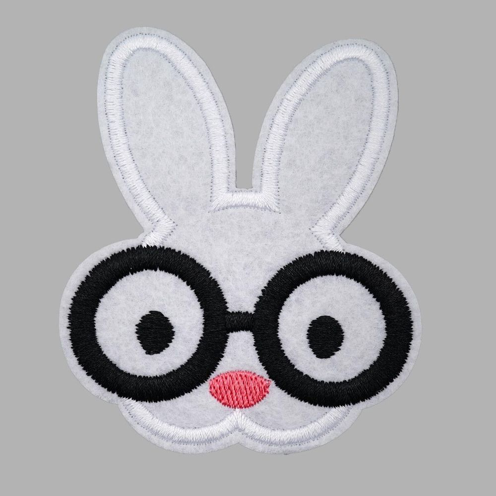 Термоаппликация Зайка в очках 70х85мм (White (белый)), 2 шт, LA525