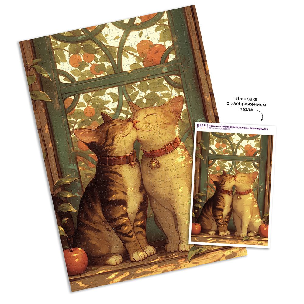 Пазл 1000 элементов, Котики на подоконнике, Фрея PZL-1000/59