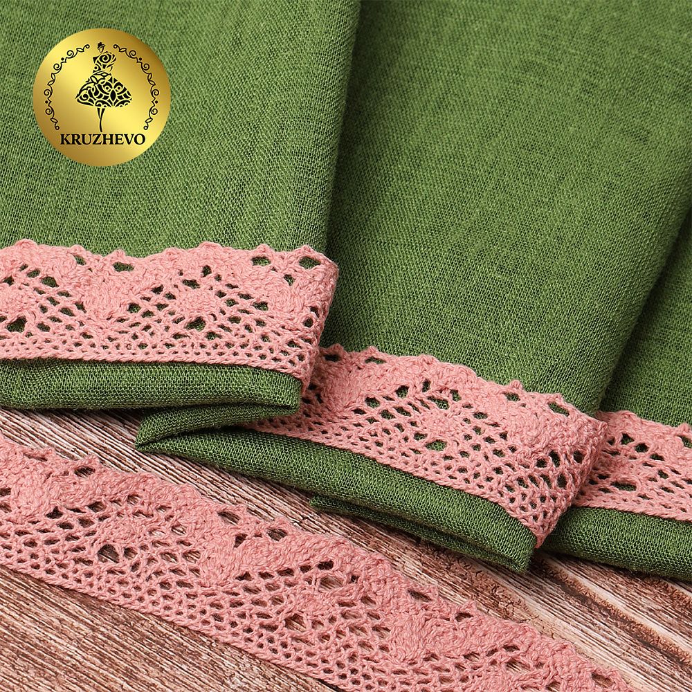 Кружево вязаное (тесьма) 30 мм / 10 метров, цв.32 розовый, Kruzhevo