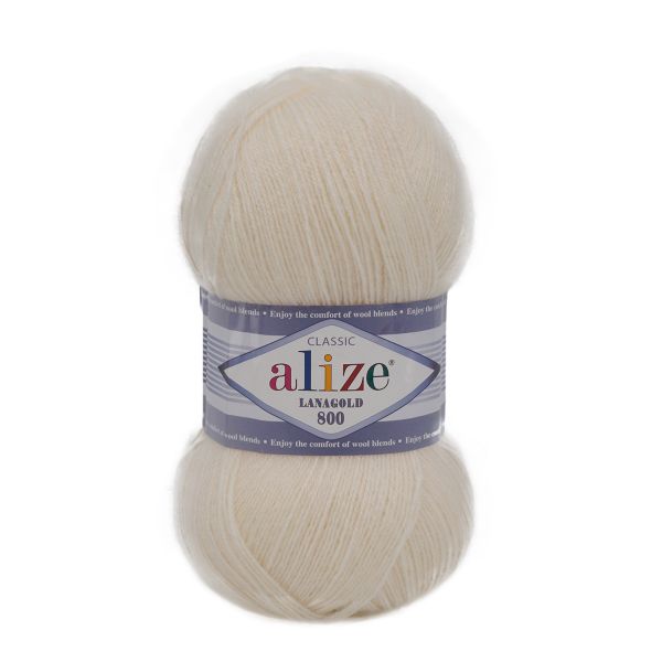 Пряжа Alize (Ализе) Lana Gold 800 / уп.5 мот. по 100 г, 730м, 450 жемчужный А
