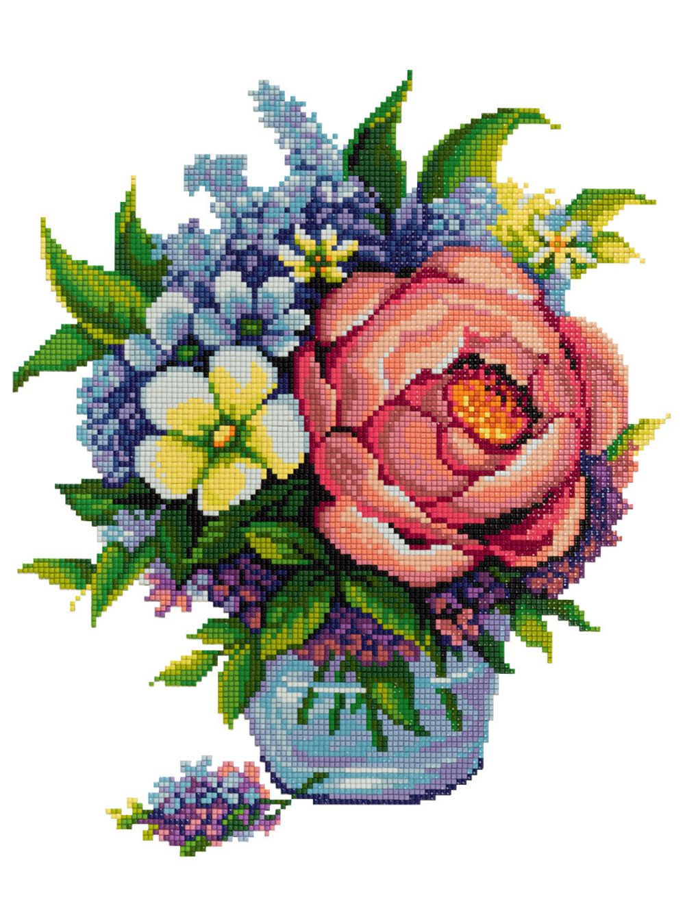 Алмазная (кристальная) мозаика Фрея, на подрамнике Весенний букет, 30х40 см