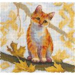 Набор для вышивания нитками МП Студия, Пушистый рыжик 19х19см