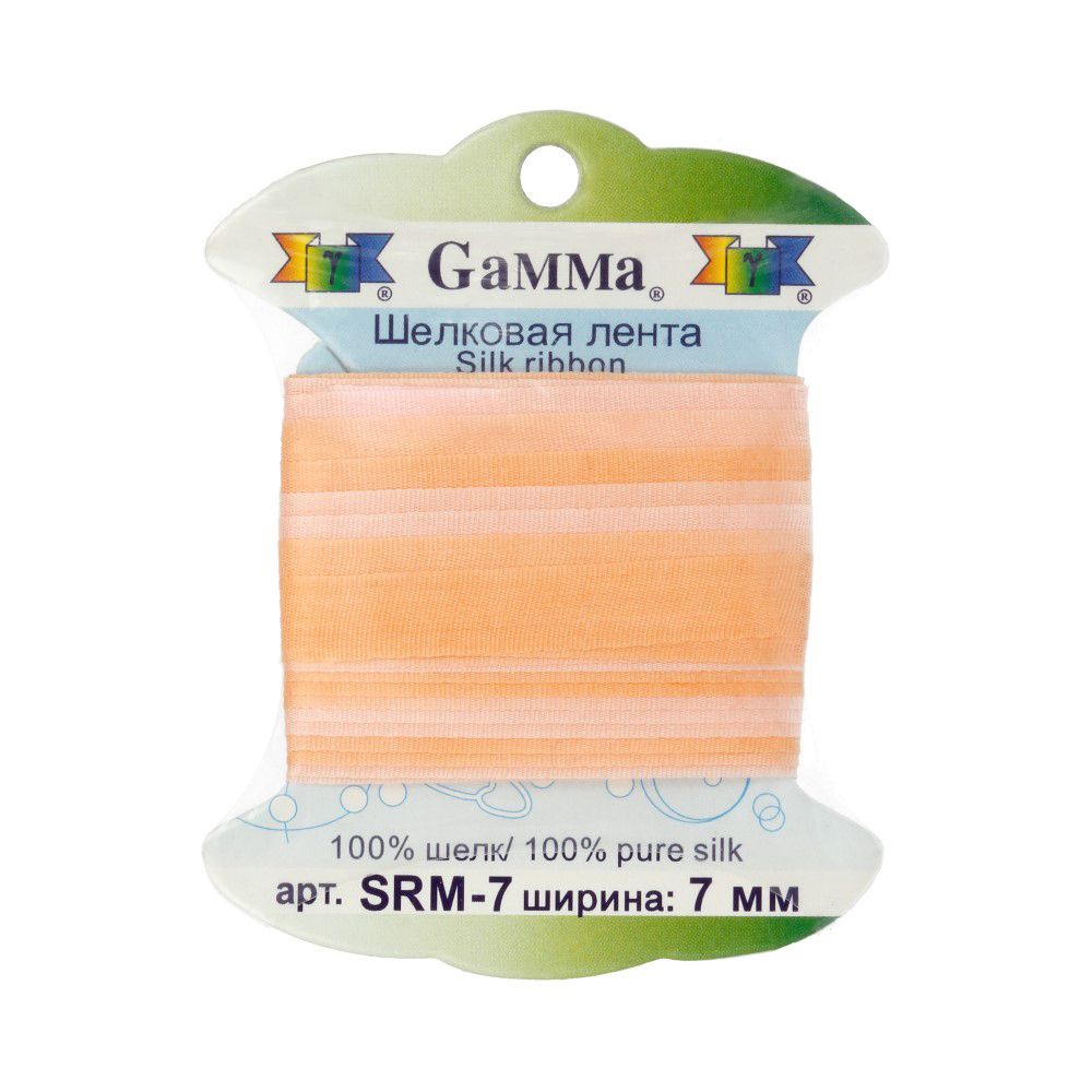 Тесьма шелковая 7 мм, 9.1 м, M015 бл.оранжевый/оранжевый, Gamma SRM-7
