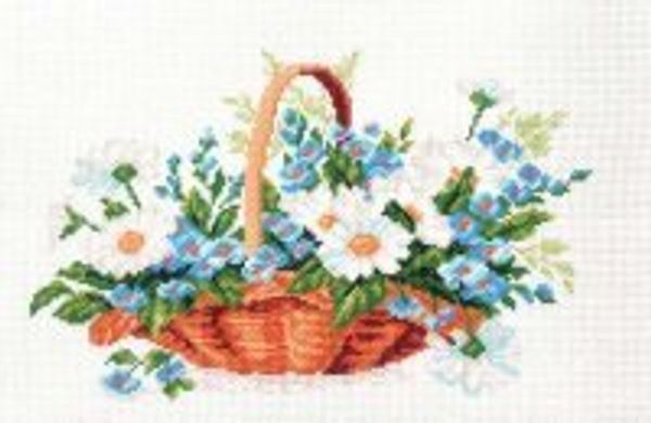 Набор для вышивания нитками Матренин Посад, Корзинка с незабудками 28х37 см