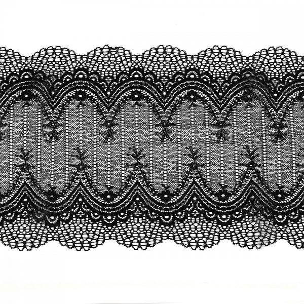 Кружево бельевое эластичное 230 мм / 10 м, 8037, цв.черный, Kruzhevo