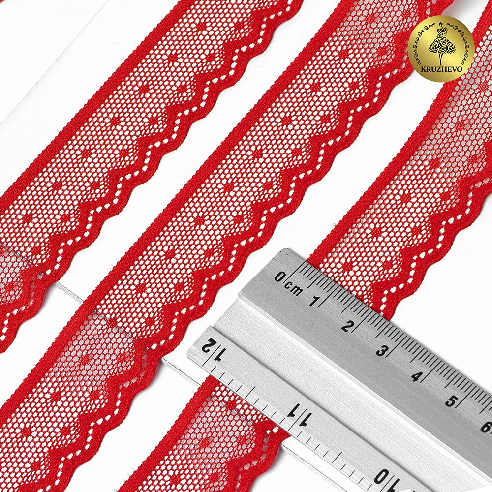 Кружево стрейч (эластичное) 25 мм / 5 метров, TBY.8028, цв.SD163 красный, Kruzhevo