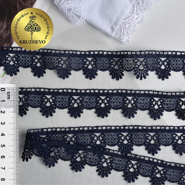 Кружево гипюр (плетёное) 25 мм, цв.9 т.синий, уп. 9 м, Kruzhevo