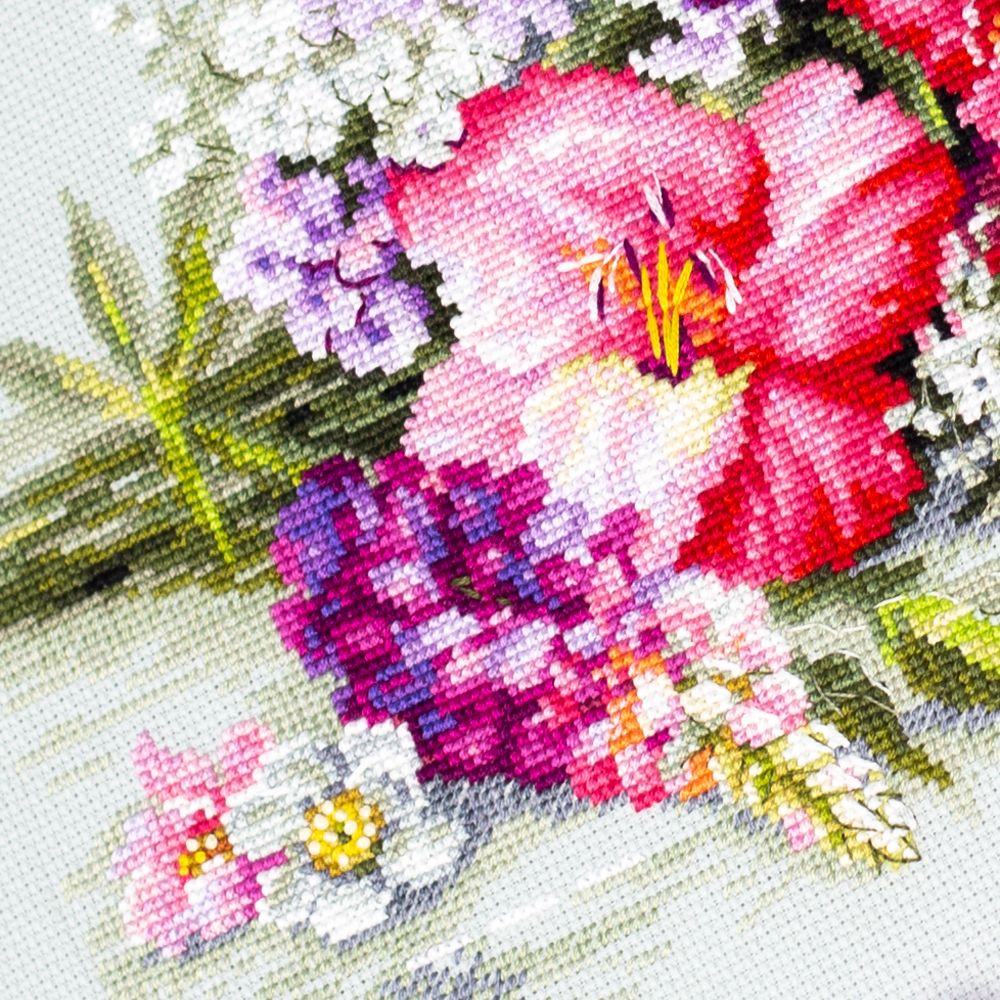 Набор для вышивания нитками Чудесная игла Premium, Яркий дуэт 45х25 см