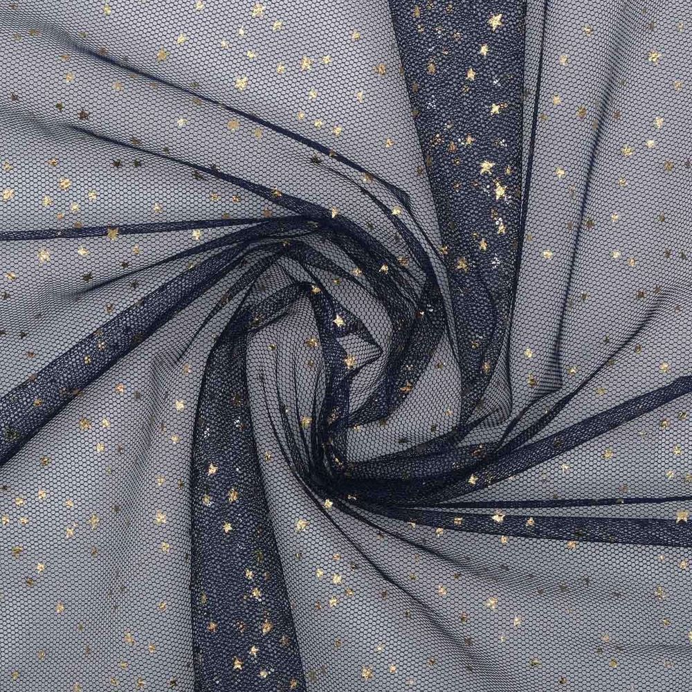 Фатин со звездочками 50х50см (кобальтовый), AR1371