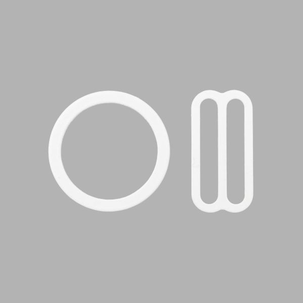 Набор фурнитуры для бюстгальтера металл (кольца ⌀18 мм + регуляторы 19 мм по 4 шт), 004 пр.белый, 28797