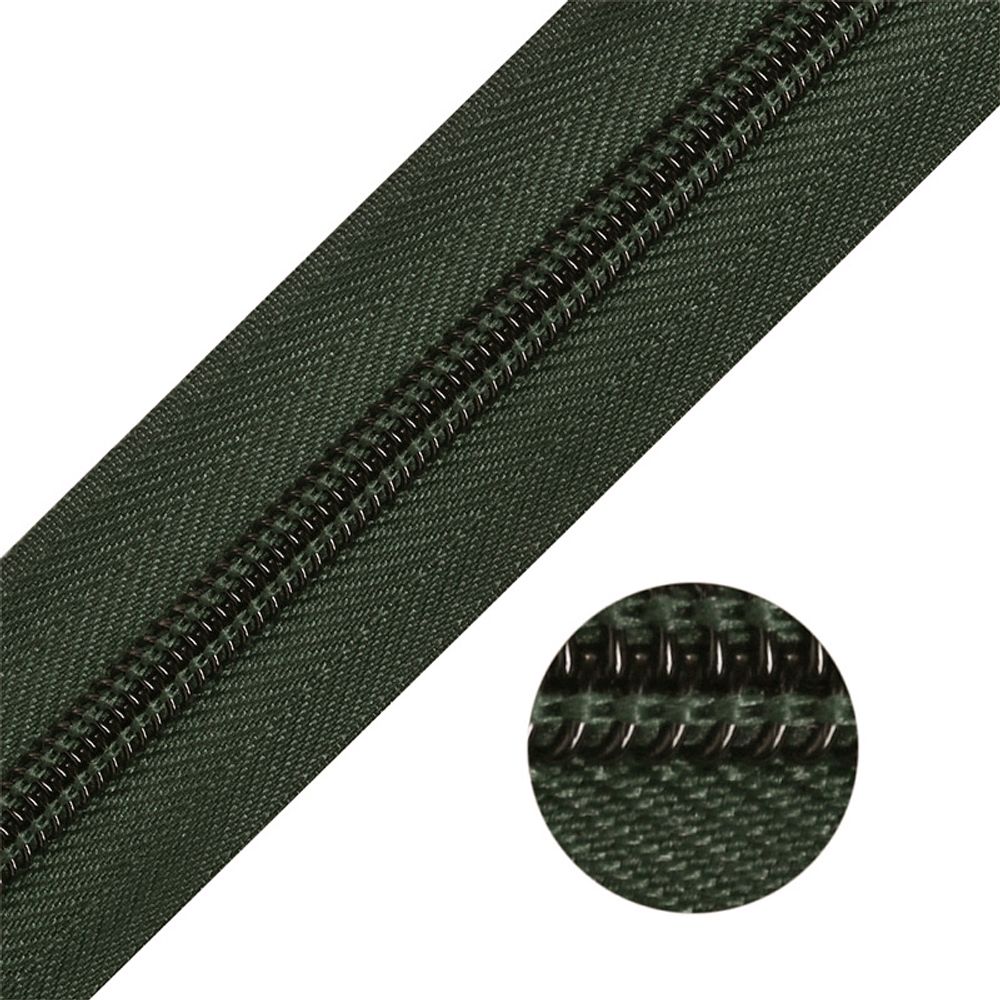 Молния рулонная спираль (витая) Т8 (8 мм), цв.F328 хаки уп.200м, Mzip