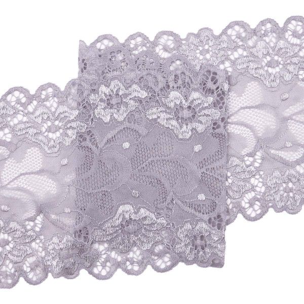 Кружево бельевое эластичное 150 мм / 3.4 метра, цвет светло-серый