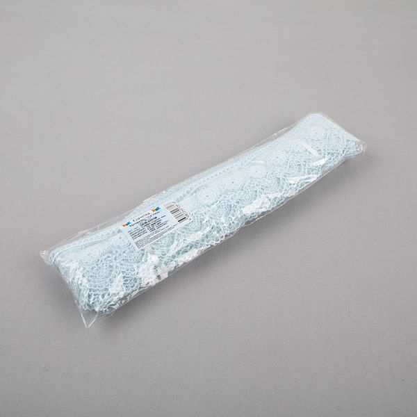 Кружево на сетке 52 мм / 10 м, голубой, Gamma GKM-5201M