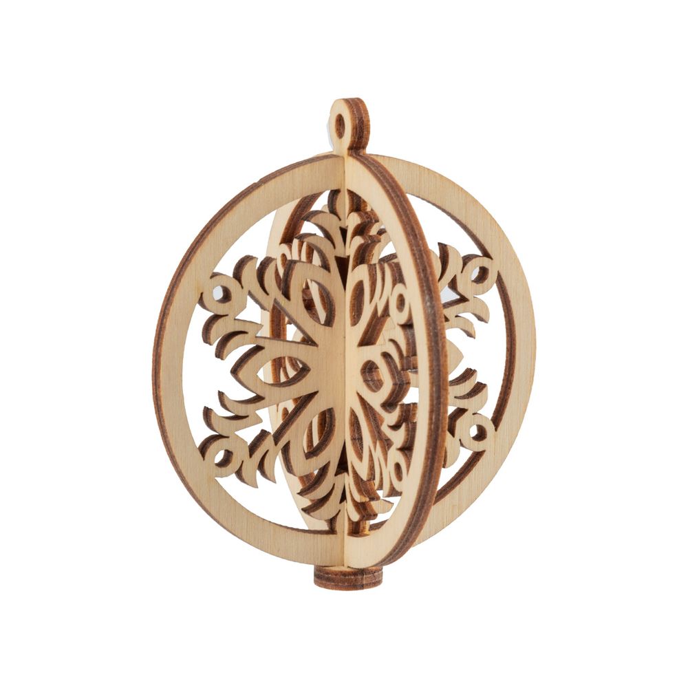 Заготовка из фанеры Подвеска объемная Шар ⌀7 см, толщ. 0.3 см, 1 снежинка, Mr.Carving, КЛ-44