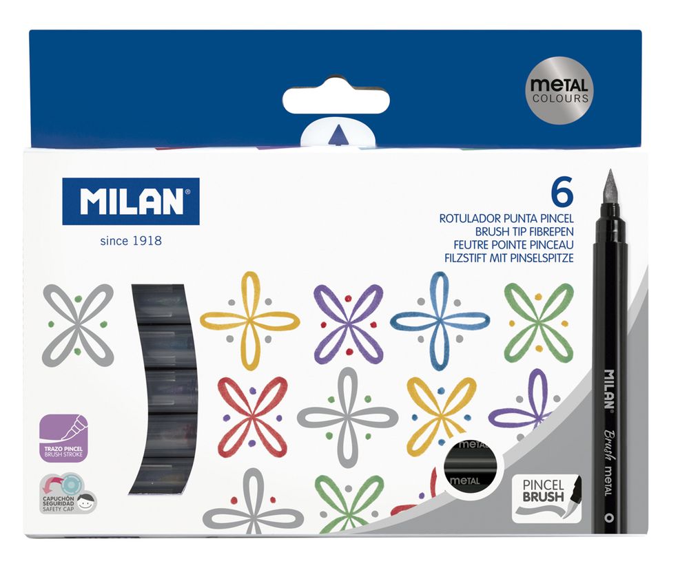 Набор фломастеров-кистей металлик 6 цв, 6 шт, 0612606MET, Milan