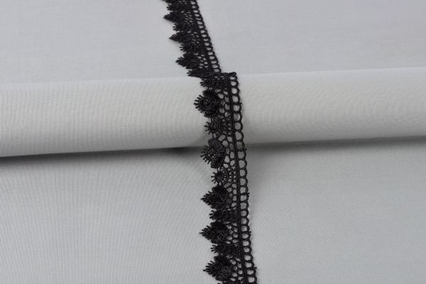 Кружево гипюр (плетёное) 27 мм / 10 м, GP002BL черный, Gamma GGM-2701