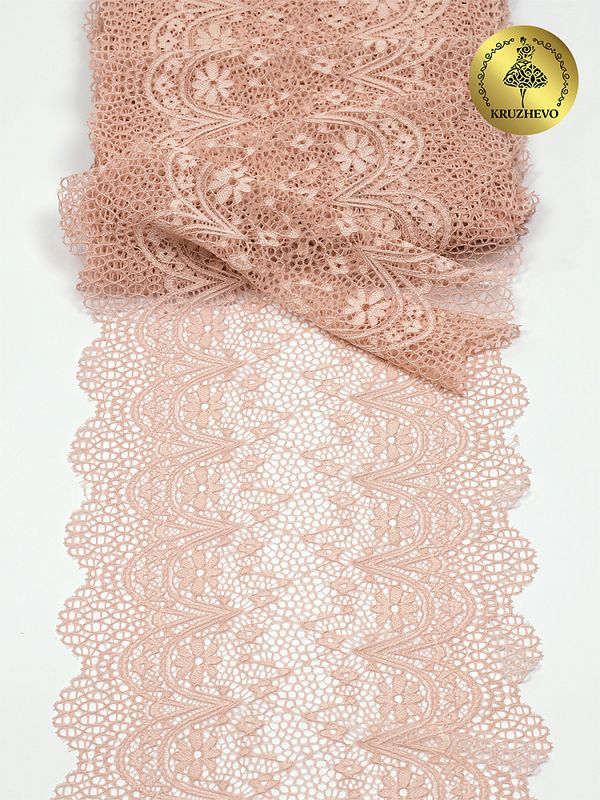 Кружево бельевое эластичное 220 мм / 10 м, цв.168 серебристый пион, Kruzhevo