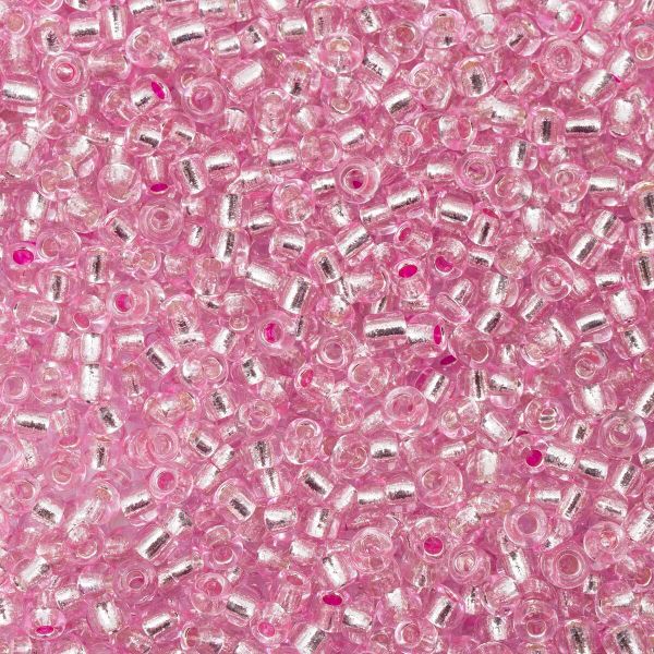 Бисер Astra&Craft 11/0 (2.1 мм), 200 г (10х20 г), цв. 1104 розовый/прозр.серебрист.центр (круг.отв.)