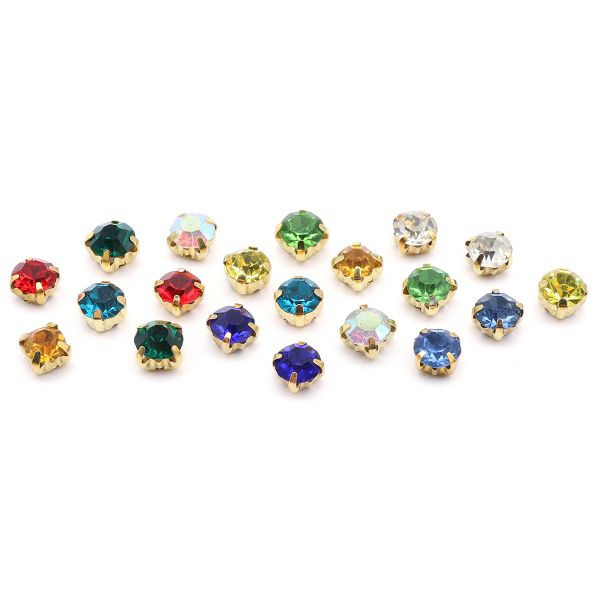 Хрустальные стразы в цапах круглые (золото) МИКС 6х6мм, 20 шт/упак Astra&Craft, ЗЦ000НН66