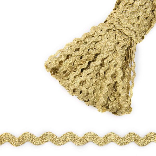 Тесьма вьюнчик с люрексом, 7 мм, 30м (золото), 30 м
