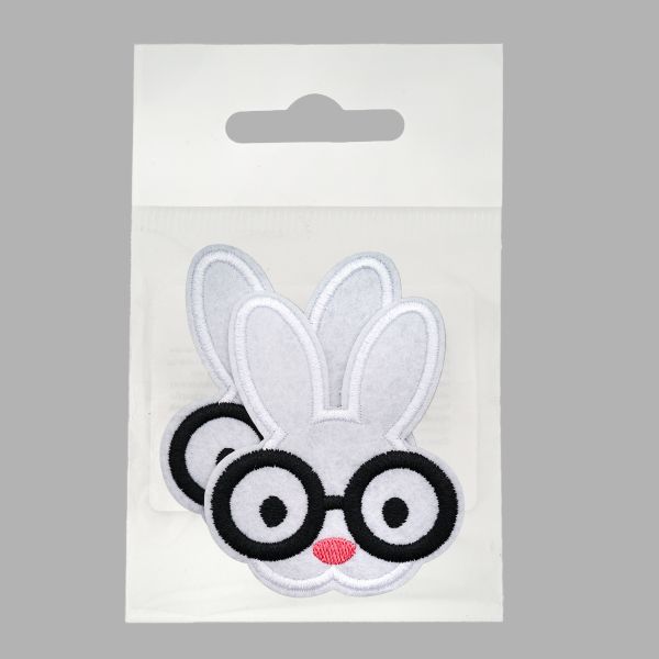 Термоаппликация Зайка в очках 70х85мм (White (белый)), 2 шт, LA525