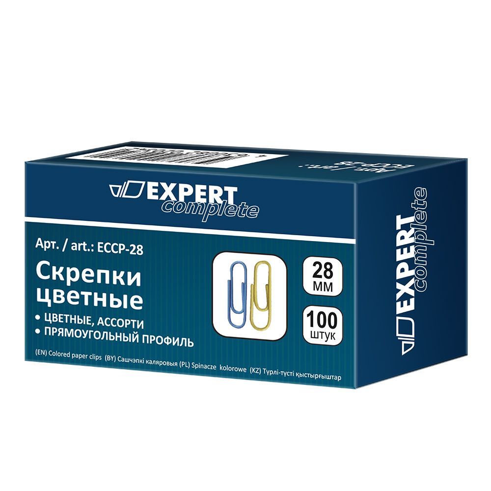 Скрепки цветные 28 мм, 10х100 шт, ассорти, Expert Complete ECCP-28