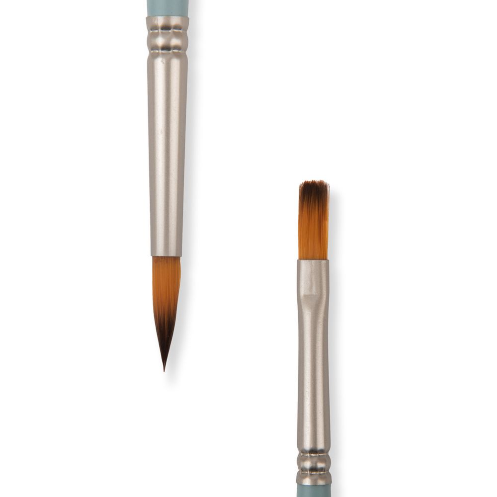 Кисть синтетика двусторонняя круглая/плоская, 5 шт, короткая ручка, №03, Vista-Artista 50130-3