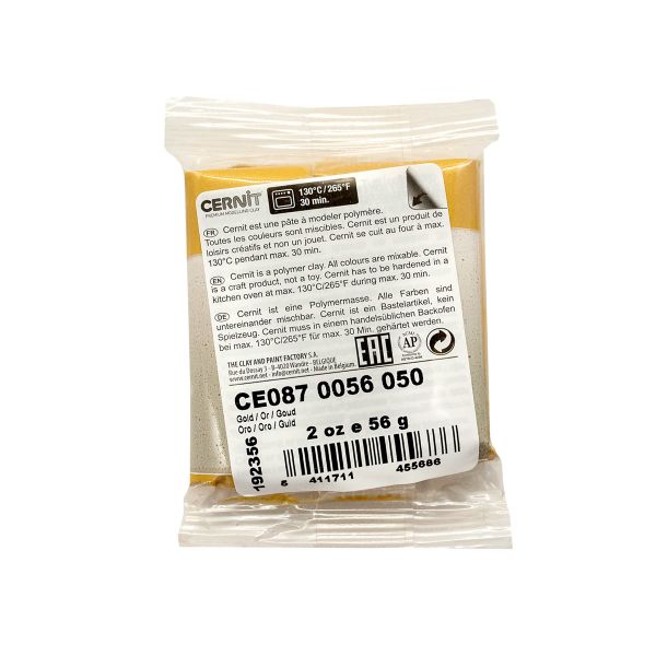 Полимерная глина Cernit Metallic запекаемая, имитация металла 56 гр, 050 золото