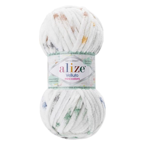 Пряжа Alize (Ализе) Mini Colors серия Бархат (Velluto) / уп.5 мот. по 100 г, 68м, 8115 принт