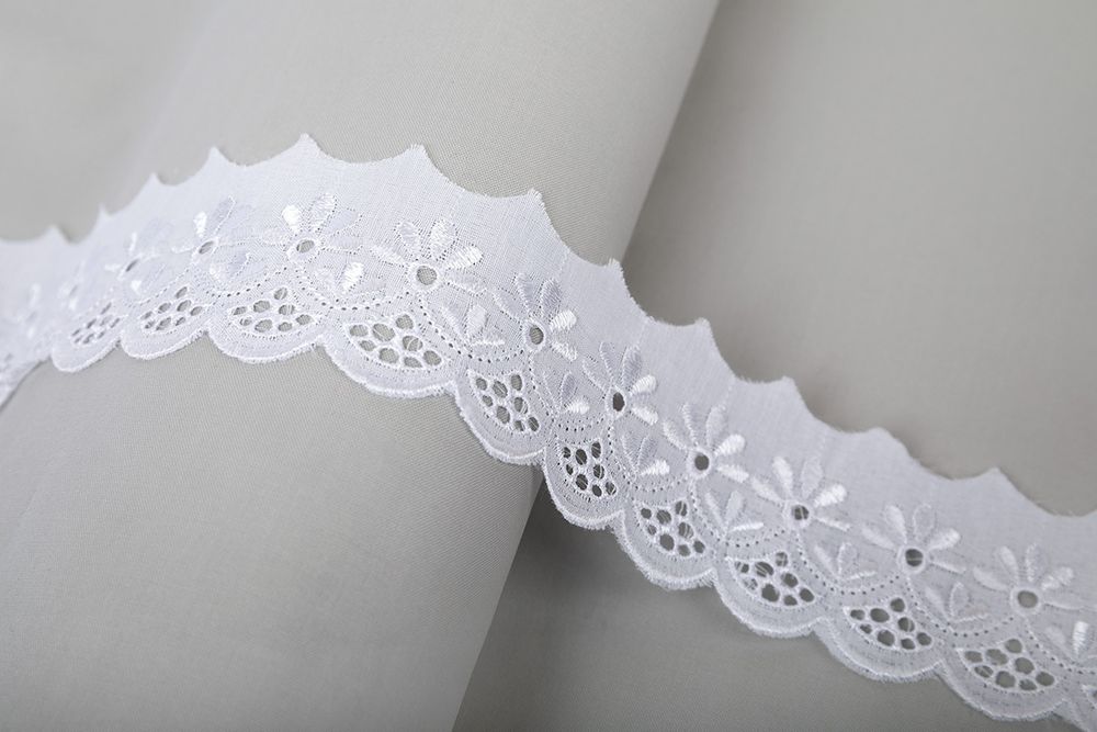 Кружево шитьё 50 мм / 9.7 м, ±0.2 м, Турция, белый, Gamma GYEM-50-168