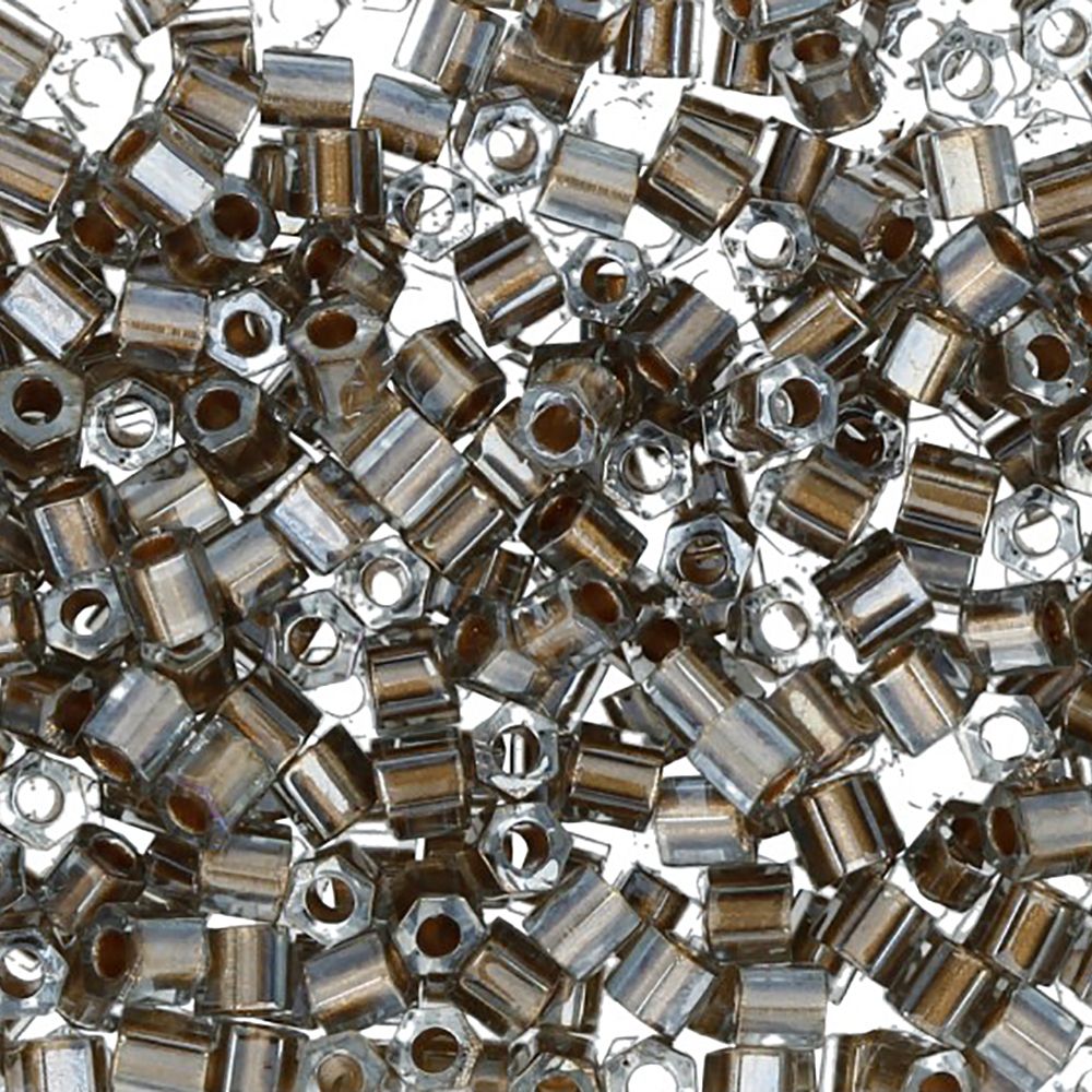Бисер Toho 11/0 Hexagon 5 (2.2 мм), 5х5 г, 0993 св. серый с золотым центром