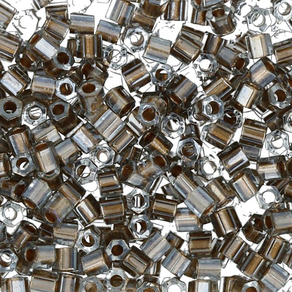 Бисер Toho 11/0 Hexagon 5 (2.2 мм), 25 г (5х5 г), 0993 св. серый с золотым центром