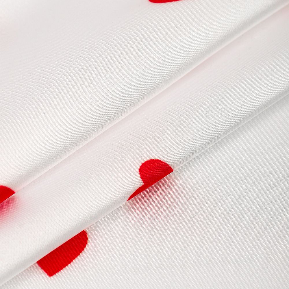 Шелк Армани 90 г/м², 150 см / 2 метра, TBYArm-hrt1, белый сердечки