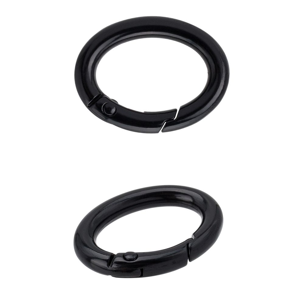 Карабин металл кольцо овал 20х11 мм, 10 шт, черный матовый цв.27, ГУ12863