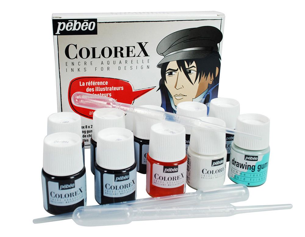 Краска акварель набор акварельных чернил Colorex 8 цв. 20 мл, Pebeo