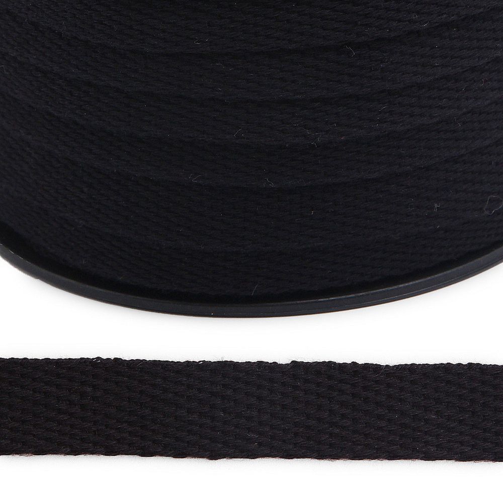 Шнур плоский плетеный х/б ⌀15.0 мм / 50 метров, черный