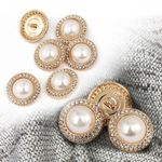 Пуговицы металлические на ножке 36L-23 мм, С-MP15 цв.золото/перламутр, 10 шт