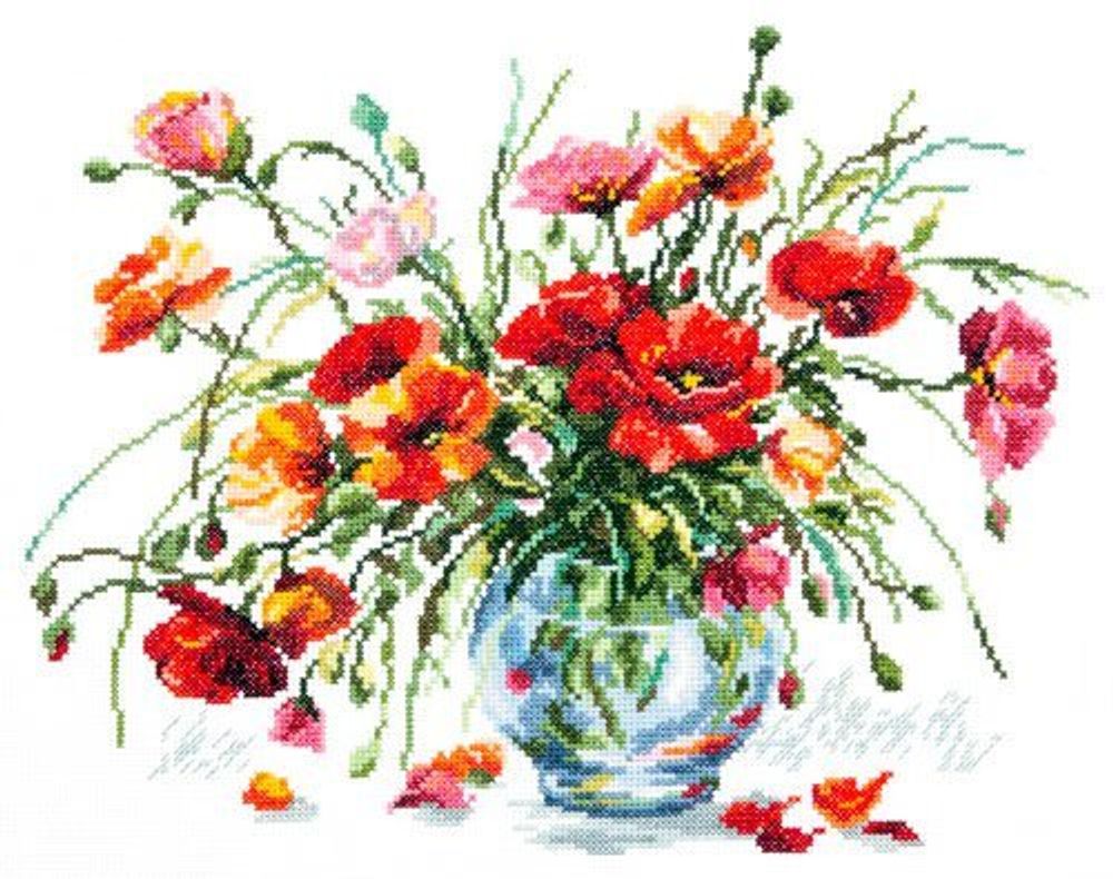 Набор для вышивания нитками Чудесная игла, Маков цвет 32х25 см