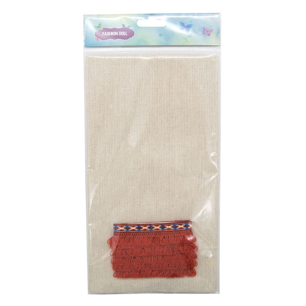 Ткань для рукоделия в наборе с тесьмой жаккард -бахрома 50х50см+1м (21947/34113 красный) 29501