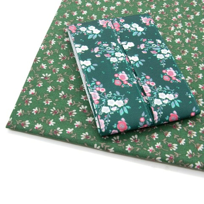 Ткань для рукоделия в наборе х/б с лентой 48х50см+1,5м (25691/25293 т. зеленый) 29489