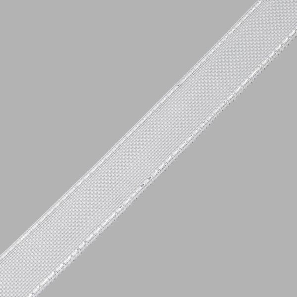 Лента декоративная с мет. нитью 10мм / 50м (белый/серебро), 143