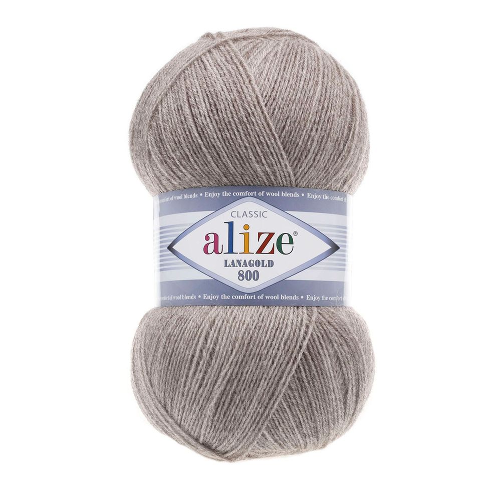 Пряжа Alize (Ализе) Lana Gold 800 / уп.5 мот. по 100 г, 730м, 207 светло-коричневый А