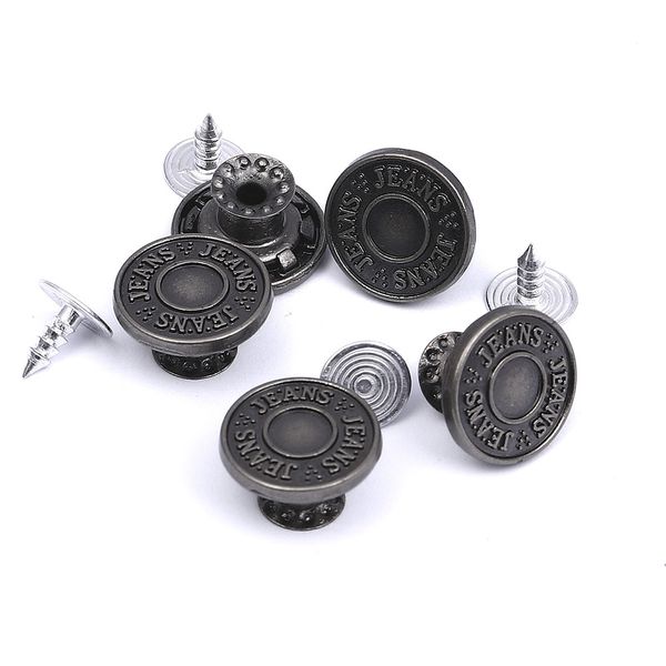 Пуговицы джинсовые ⌀15 мм, фиксированная ножка, сталь, античное серебро, 100 шт