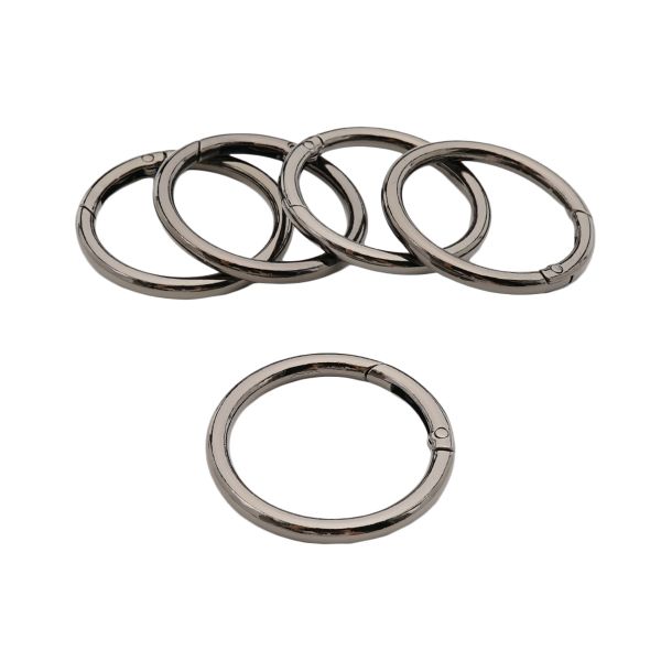 Карабин металл кольцо 38 мм (50х50 мм), чер.никель, 5 шт