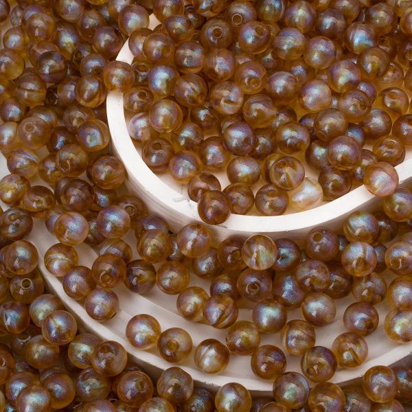 Бусины акрил 10мм, 500 г, дымка с АВ шиммером, круглые, AD037 темно янтарный, (7748708)2010 , Astra&Craft