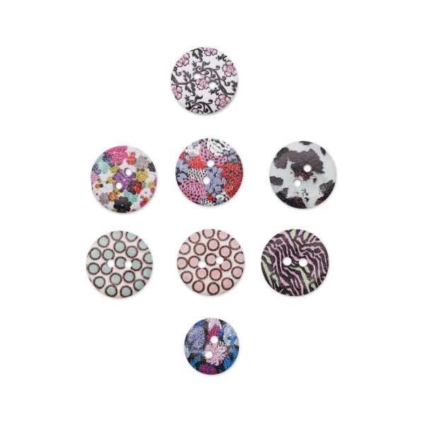 Украшения декоративные пуговицы деревянные Орнаменты №7, 15-18 мм, 100 шт